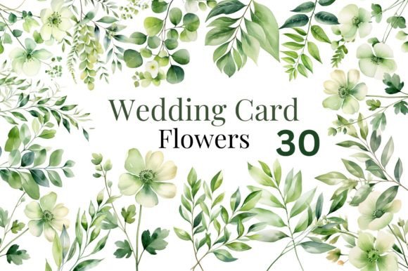 Download Green Wedding Watercolor Flowers Bundle - Color Collection