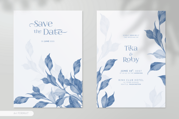 Download Simple Leaves Watercolor Wedding Card - Color Collection