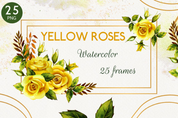 Download 25 Geometric Frames with Watercolor Yell - Color Collection