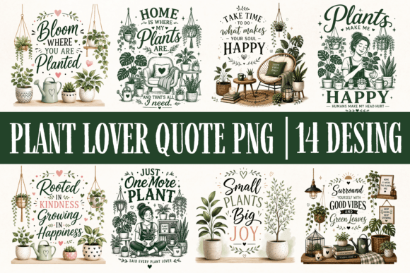 Download Plant Lover Quote PNG Bundle, Botanical - Premium Resources