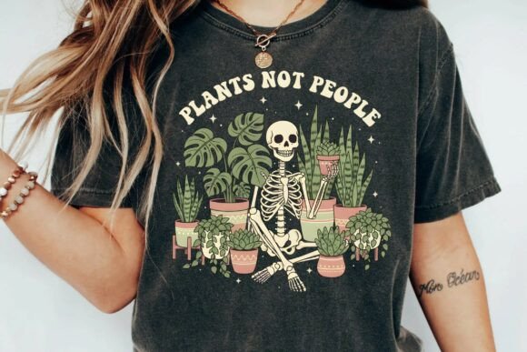 Download Retro Skeleton Gardening Plants Not People Vintage Boho Plant Lover Png - Premium Resources